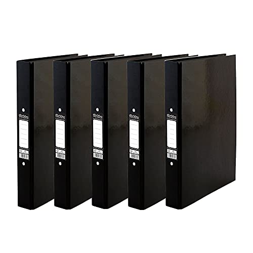 ED 5 x Pukka A4 Glossy 2-Ring Binder File School Work Office 40mm Spine File Organiser (Black)
