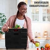 Einkaufstrolley klappbar bis 35kg - Werkzeugtrolley Transportbox mit Rollen Werkzeugwagen Transportkiste Putzwagen klappbare Einkaufskiste Transporttrolley Einkaufswagen mit Teleskopgriff