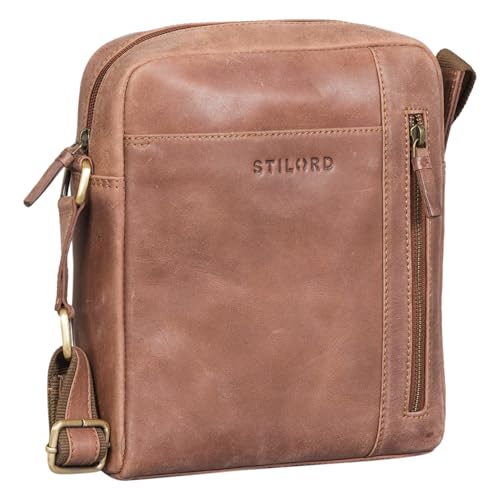Mariconera pequeña cuero negro STILORD, el bolso bandolera messenger ideal para el trabajo