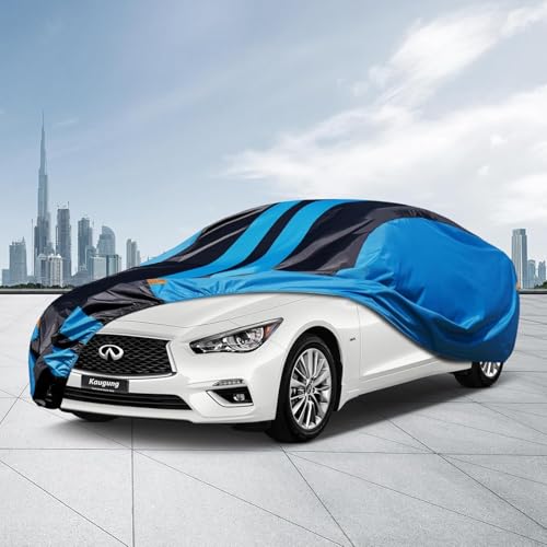 Image of Kaugung Car Cover Waterproof Custom Fit Infiniti Q50 (2013-2025), Full Exterior Cover for Automobiles Lightweight Resistant Outdoor Sun UV Rain Dust Snow Wind Protection.