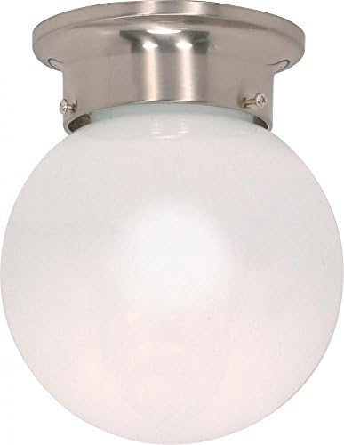 Nuvo Lighting 60/245 One Light Flush Mount, Brushed Nickel/White Glass