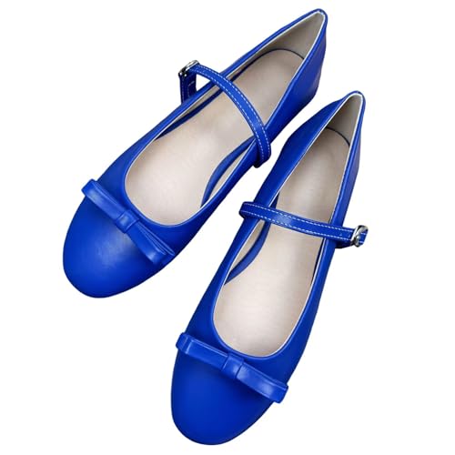 Stunner Women's Mary Jane Flats Round Toe One Line Strap Flat Shoes Soft Bowknot Dress Flats
