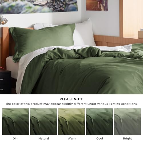 Image of Bedsure Duvet Cover Twin /Twin XL Size - Extra Soft Double Brushed Bedding Set with Zipper Closure, 2 Pieces, Includes 1 Duvet Cover (68 inchx90 inch) & 1 Pillow Sham, Comforter Not Included, Olive Green | For Kids & Adults, 68 inchx90 inch Comforter Cover, Hotel Luxury, All Season, Breathable, Easy Care, Lightweight, Zipper Closure