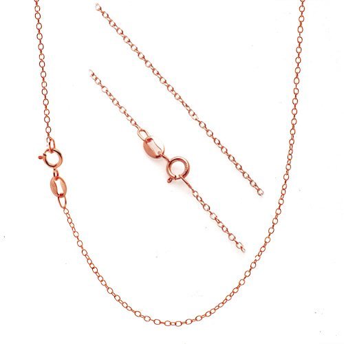 Bling For Your Buck 18K Rose Gold over Sterling Silver 1.2mm Very Thin Italian Cable Chain Necklace, Sizes 14