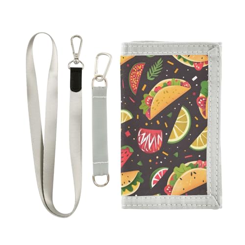 ALAZA Kids Wallets for Boys Girls Toddler Trifold Wallet Children Small Tacos Festive with Zipper Coin Pocket