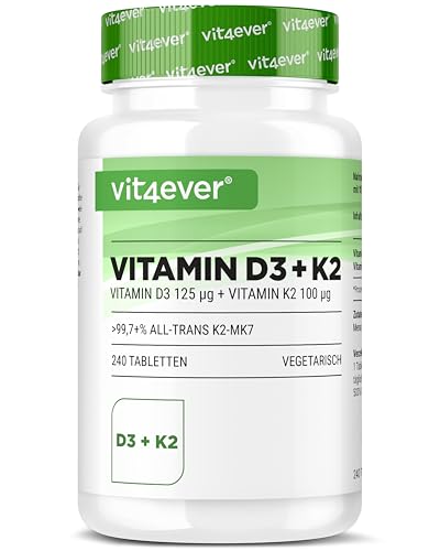vit4ever Vitamin D3 + K2 Depot - 240 Tabletten -...