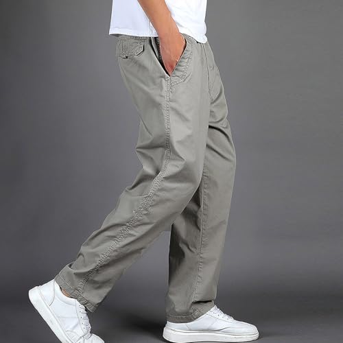 Cargo Pants for Men Drawstring Zipper Pockets Trousers Solid Color Elastic Waist Cargo Pants Casual Trousers4