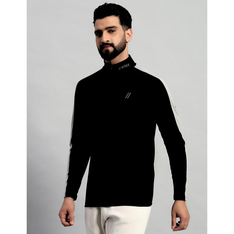 Image of ATICX Polyester Full Sleeve Compression High Turtle Neck Sports Jersey T Shirt for Men - Quick Dry Fit Gym Workout Top for Running, Swimming, Training, Cycling, Football, Badminton