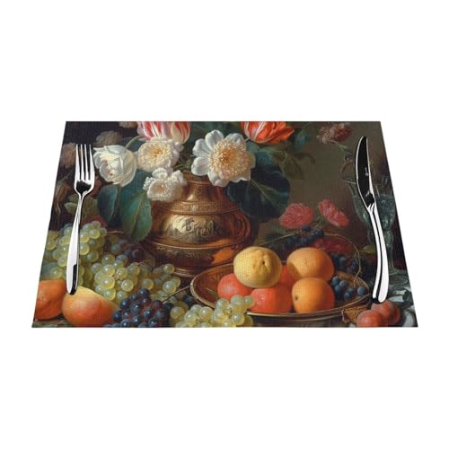 Décoration table de cuisine avec sets de table lavables motif fleurs 6 pcs - 2
