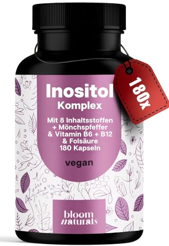Inositol Komplex - 180 Kapseln - Mit 8 Inhaltsstoffen inkl. Inositol, Mönchspfeffer, Vitamin B6 & B12, Folsäure - Vegan & produziert in Deutschland - Laborgeprüft