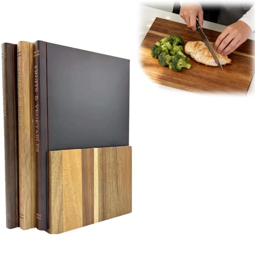 Planche a Decouper de Cuisine Lot de 3 en Bois Massif, Nettoyage Facile Planche à Découper de Cuisine avec Support, Robuste Planche à Hacher pour Légumes, Fruits, Salami
