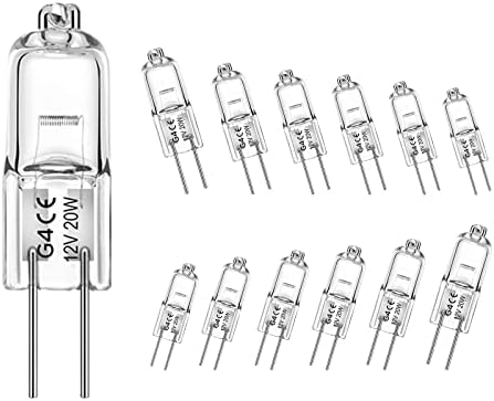 WeshLMPO G4 Light Bulbs 12 Pcs G4 Halogen Bulbs 2 Pin G4 20W 12V 2700K Dimmable for Kitchens, Living Rooms and Bedrooms