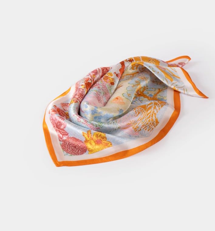 MEISEE 100% Pure Mulberry Silk Scarf 21" Square Scarf Neckerchief Headscarf Breathable Lightweight for Women Gift Packed3