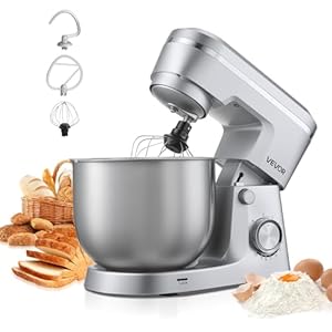 VEVOR Knetmaschine Küchenmaschine zum Backen, 1500 W Teigmaschine mit Edelstahlschüssel (5, 7 L) & Knethaken & Rührbesen & Schneebesen, 10-Gang einstellbare kippbare Rührmaschine Standmixer