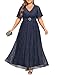 Mother of The Bride Dresses Plus Size Navy Blue Formal Evening Gowns Wedding Guest Groom Bridesmaid Gala Long Prom Dress