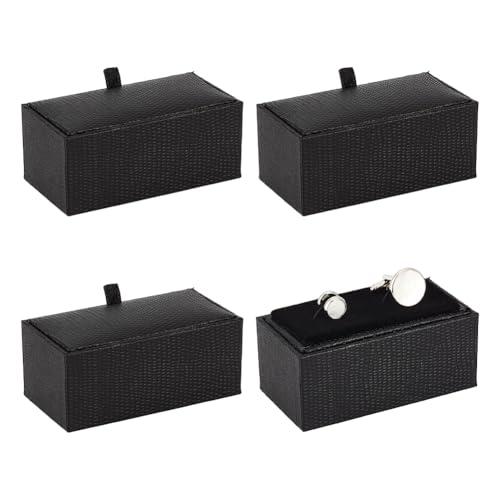 PH PandaHall Confezione da 4 scatole per gemelli, con chiusura a scatto, fermacravatta, in velluto, per donne, uomini, festa del papà, anniversario, compleanno, gioielli regalo, 8.5x4.5x3.7cm