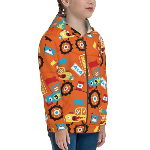 Monster Truck Kids Pullover Hoodies Boys Zip Up Sweatshirts Girls Athletic Clothes with Pocket4