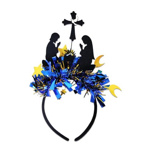 Dawutocap フェスティバル テーマ イード ヘアフープ 三日月星付き 女性用 子供 キラキラ ヘッドバンド 宗教的 社交 集会