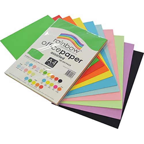 Rainbow A4 80Gsm Office Paper 100 Sheets, Assorted