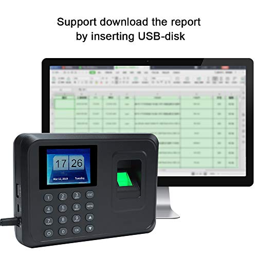 Aibecy Intelligent Biometric Fingerprint Password Attendance Machine Employee Checking-in Recorder 2.4 inch TFT LCD Screen DC 5V Time Attendance Clock - Thumbnail 6