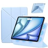 SANDUODD iPad Air 11インチ ケース M2/M3/M4 (2024/2025/2026、第6/7/8世代)/iPad Air 第5/4世代(2022/2020)/iPad pro 11インチ ケース(2018)専用 横置＆縦置 角度調整可能 三角形スタンド 強力マグネット吸着 Pencil対応 極薄 軽量 オートスリープ/ウェイク対応 (アイスブルー)
