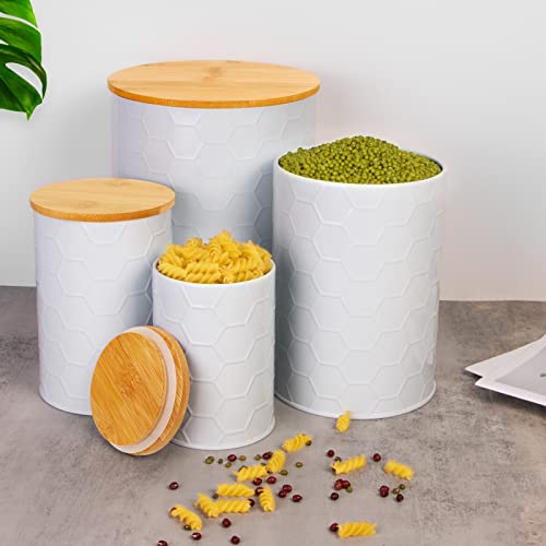Kitchop Canisters For Kitchen Counter, Flour Storage Container, Brown Sugar Container With Lids Airtight, Kitchen Decor, White Canisters Sets Of 4 #TOP2