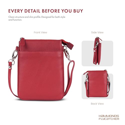 Image of HAMMONDS FLYCATCHER Genuine Leather Sling Bag for Women Stylish Crossbody Bag for Women Compact Lightweight Ladies Sling Bags for Woman with Adjustable Strap for Daily Use