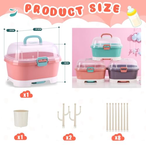 Image of Baby Bucket 2 in 1 Bottle Drying Rack with Storage Box-(Green)