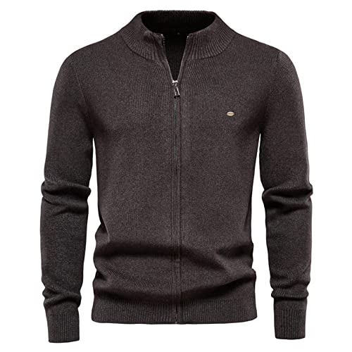 Pull à fermeture éclair homme gris foncé vêtement chaud mi-saison taille M