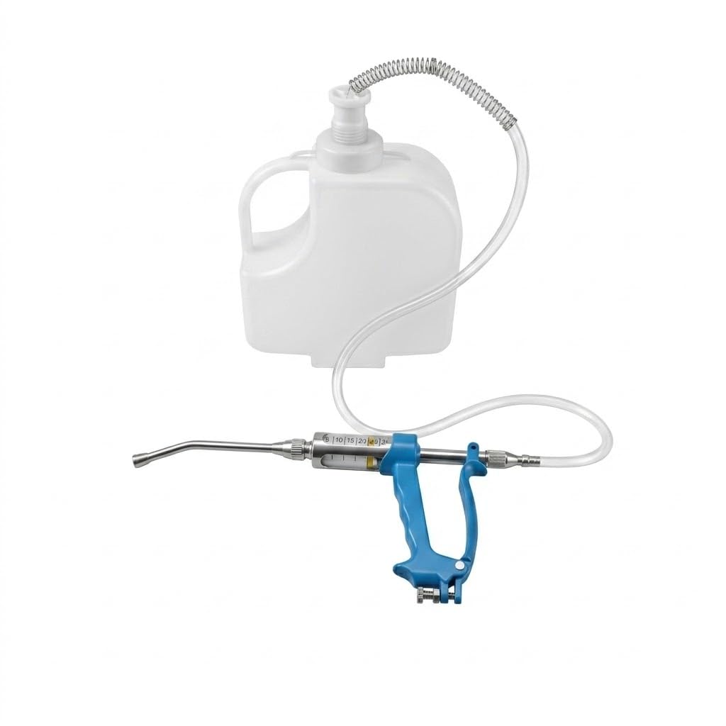 Pistola de empapado continuo resistente de 30 ml, compatible con sistemas de admisión de ovejas, caballos y cerdos, cubo de alimentación continua ajustable para mantenimiento de granjas