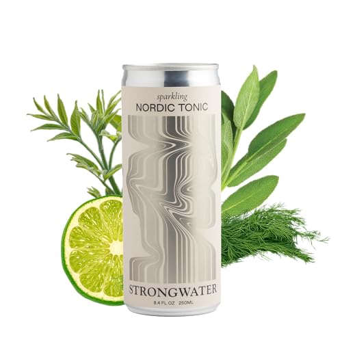 Strongwater Sparkling Nordic Tonic Water - 12 Pack Cans (8.4 Fl Oz Each) - Premium Tonic Water with Quinine, Rocky Mountain Water & Botanicals - Real Cane Sugar, No Artificial Flavors