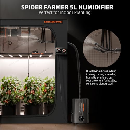 Spider Farmer New 450ml/h Humidifier for Plants Grow Tent Large Room, GGS Smart Customized Humidity Control Cool Mist with Extendable Targeting Hose and Temp & Humidity Probe Indoor Black 5L (Upgrade) by Spider Farmer - Image 6