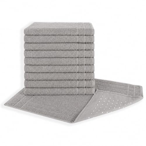 Kit 05 Tapetes para Banheiro Com Antiderrapante Grosso 550g/m² 45x70cm 100% Algodão - Cinza