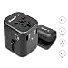 Travel Adapter Universal International Power Adapter Quick USB Charger with 1 Type C and 3 USB Ports All in One Worldwide Power Outlet Converter Wall Plug Adapter for USA/EU/UK/AUS etc. (Black）