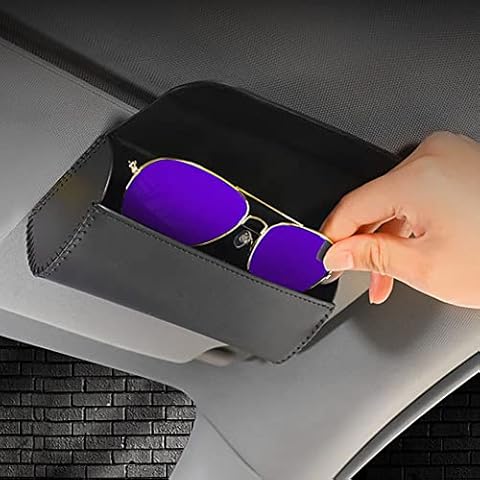 TSLBW Leather Car Glasses Holder with Cloth Cover