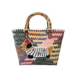 APAYAN Bolsos de Mujer Bolso De Paja De Ratán Hecho A Mano Bolso De Playa para Mujeres Bolso De Playa para Niñas-Una