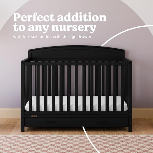Image of Graco Benton 5-in-1 Convertible Crib with Drawer, Black