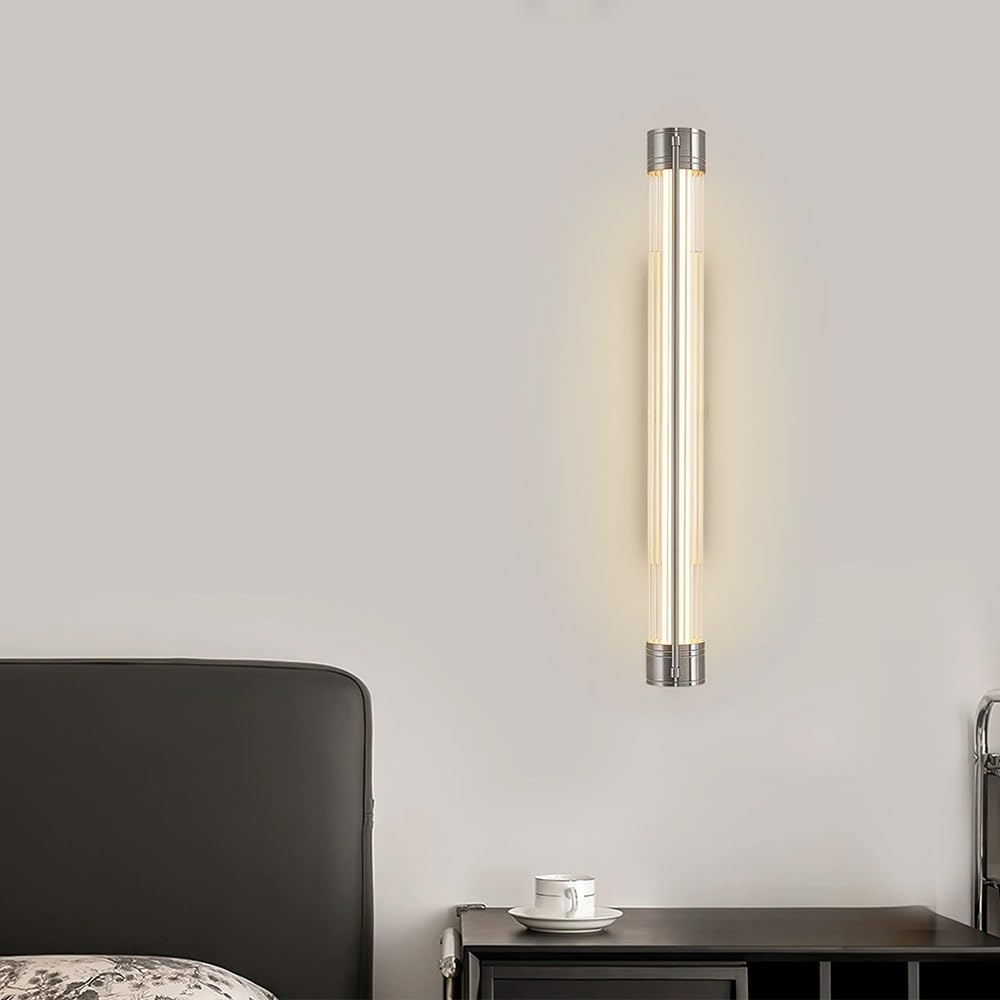 Kinkiet przemysłowy LED, lampa liniowa z oprawą w rurce szklanej, oświetlenie ścienne do wnętrz, salon, sypialnia, korytarz, 15,7 cala