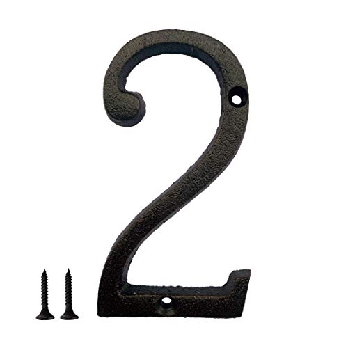 5.5 Inch House Number, Metal Address Number, Decoration Door, Street, Mailbox, Home, Easy To Install, Black Brown (Number 2) #TOP9