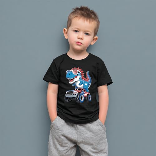 Image of Boys Constitution Day 250 Anniversary USA Shirt Independence Shirt 3-8T | for Kids Boys Girls Toddlers 3T-8T, 4th of July Dinos Flag Patriotic Tee, Independence Day