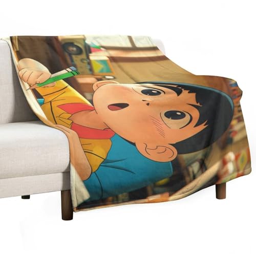 Booaee ブランケット クレヨンしんちゃん フランネル 暖かい マイクロファイバー ファッション 毛玉防止 膝パッド 柄物 ふわふわ 柔らかい 軽くて通気性 肌に優しい 秋冬用