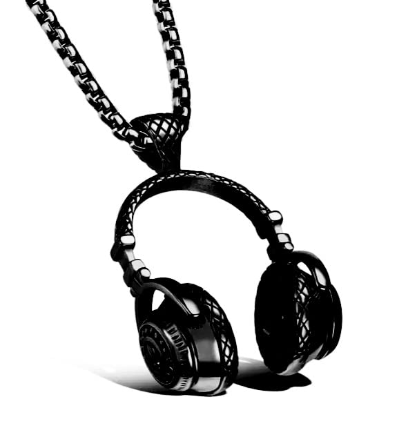 Untouched Titanium Steel And Stainless Steel Necklace Men Headphone Balck pendant With Chain (B0BG5CBQH7) Amazon Price History, Amazon Price Tracker