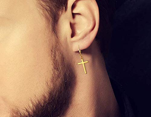 Vpacc Cross Earrings For Men Women Dangle Hoop Dangling Hanging Dangly Drop Crosses Earingings Steel Stainless Gold Black Silver 3 Pairs Sets #TOP3