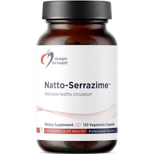 Designs for Health Nattokinase with Serrapeptidase - Natto-Serrazime + Proteolytic Enzymes - Designed to Support a Healthy Circulatory System + Immune Health - Non-GMO Supplement (120 Capsules)