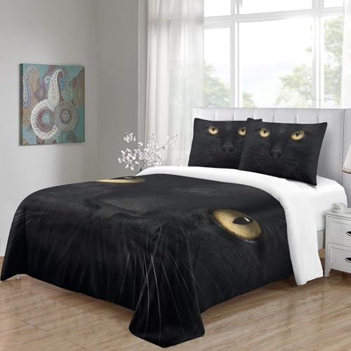 Housse de couette chat 3D microfibre facile à laver sans repassage 200x200 - 5