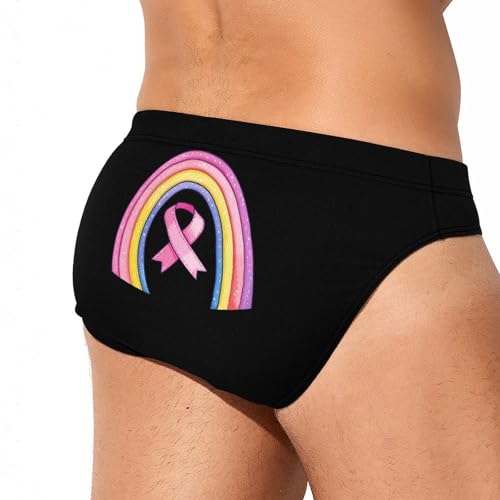 Ribbon Breast Cancer Awareness Rainbow Men's Swim Trunks Briefs Swimsuit Swimwear Bathing for Underwear Beach4