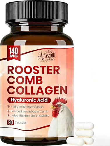 Aevezom Rooster Comb Collagen Natural Hyaluronic Acid & Collagen Suppleent Hyaluronic Acid | Rooster Comb Extract - 140mg 90 Capsule