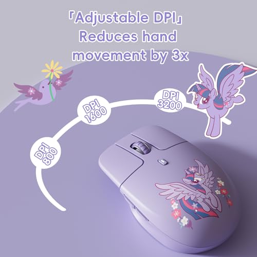Image of My Little Pony Silent Wireless Mouse -M03 Innovative Floating Button Design, Quiet Clicks, 3 Adjustable DPI (800 /1600 /3200), Dual-Mode (2.4GHz /Bluetooth), Ergonomic for Mac /Windows (Purple)