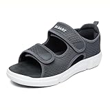 BLSART Diabetic Sandals for Men Wide Toe Swollen Feet Adjustable for Foot Pain Relief Open Toe Casual Athletic Diabetic Shoes Sandals for Outdoor Beach Travel Summer Grey 10.5
