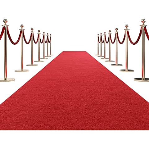 HOMBYS 450 GSM Extra Thick Red Carpet Runner for Partys & Events 3x15 ft, Non-Slip Rubber Backed Red Aisle Runway Rug for Step, Proposal & Wedding Decorations, Hollywood Oscars Runway, (Red, 3x15 ft) Cover